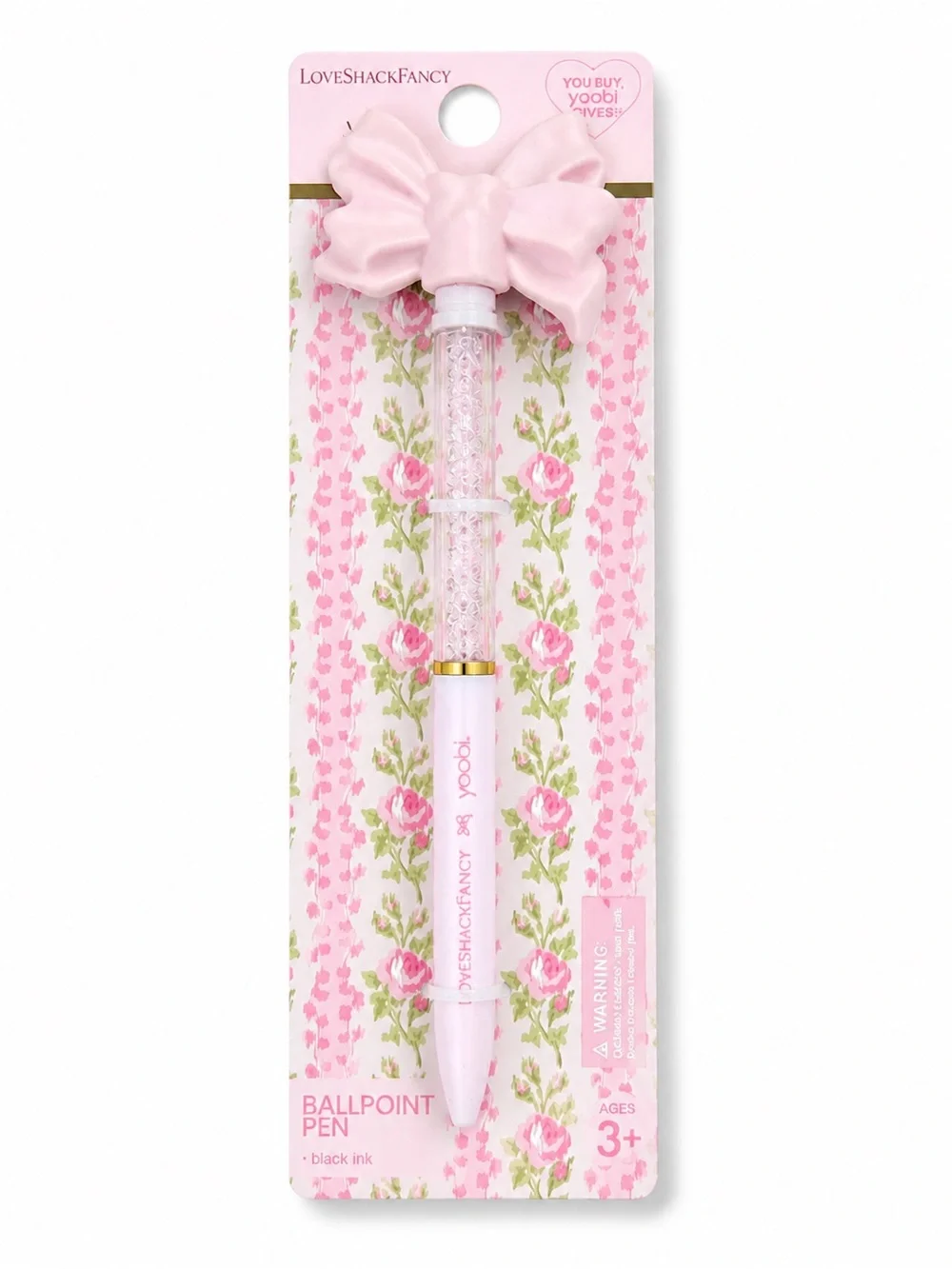 LoveShackFancy x Yoobi Crystal Bow Ballpoint Pen Floral Stationery NWT